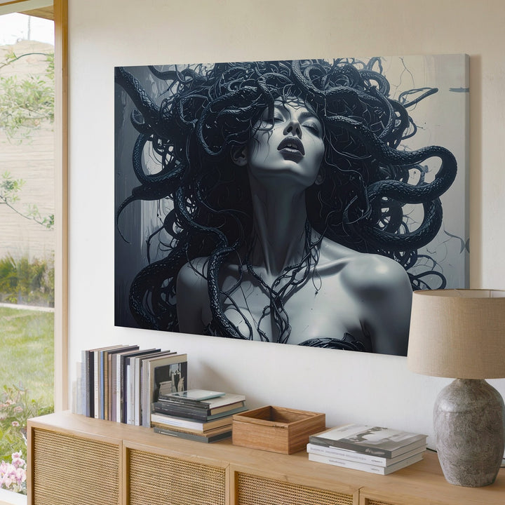 Modern Medusa Canvas – Gothic Serpent-Haired Goddess Wall Art - Gifitto