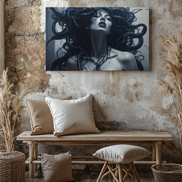 Modern Medusa Canvas – Gothic Serpent-Haired Goddess Wall Art - Gifitto