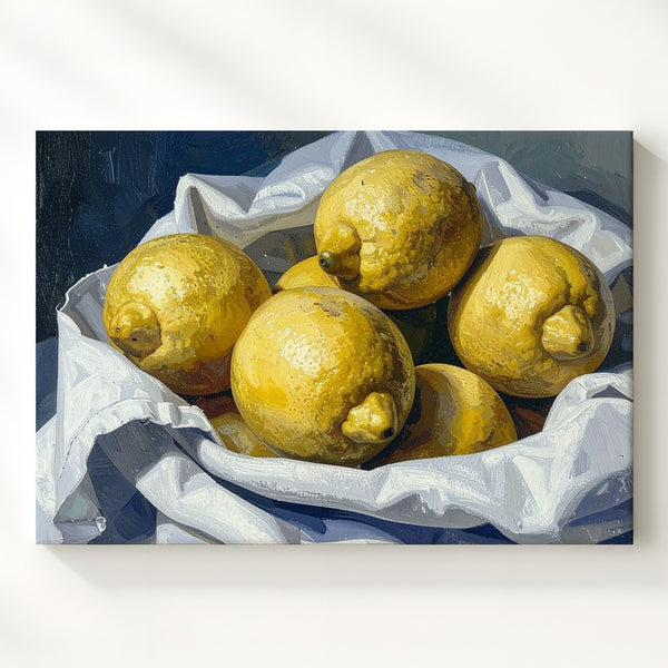 Rustic Lemon Still Life Canvas – Softly Painted Fruit Art - Gifitto