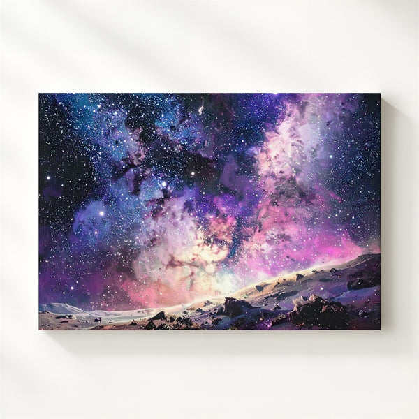 Galactic Slice Canvas – Vertical Starfield with Dusty Arm and Soft Gradient - Gifitto