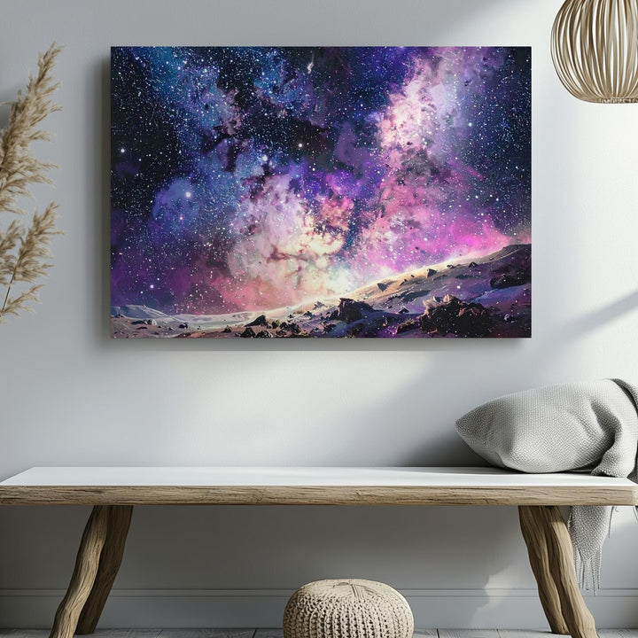Galactic Slice Canvas – Vertical Starfield with Dusty Arm and Soft Gradient - Gifitto