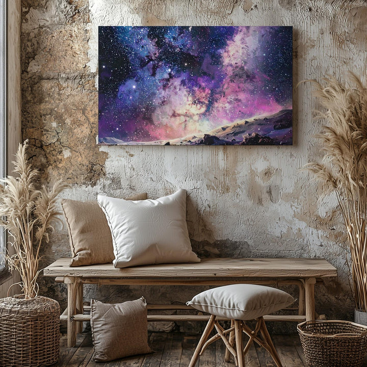 Galactic Slice Canvas – Vertical Starfield with Dusty Arm and Soft Gradient - Gifitto
