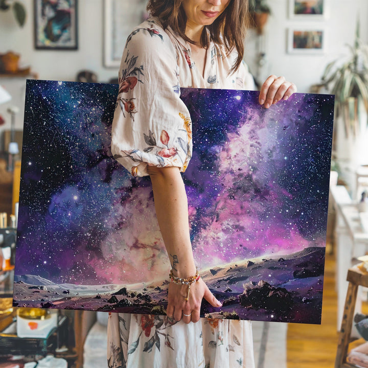Galactic Slice Canvas – Vertical Starfield with Dusty Arm and Soft Gradient - Gifitto