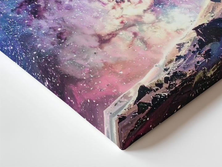 Galactic Slice Canvas – Vertical Starfield with Dusty Arm and Soft Gradient - Gifitto