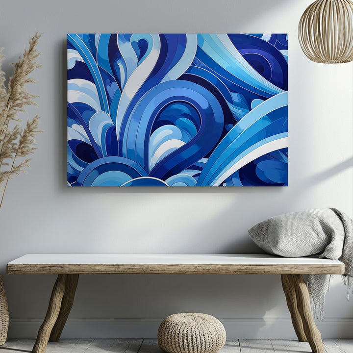 Blue Flow Teardrop Canvas – Vibrant Abstract Pattern in Cool Tones - Gifitto