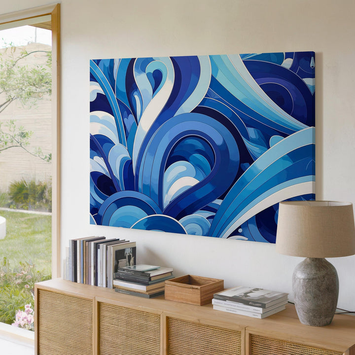 Blue Flow Teardrop Canvas – Vibrant Abstract Pattern in Cool Tones - Gifitto
