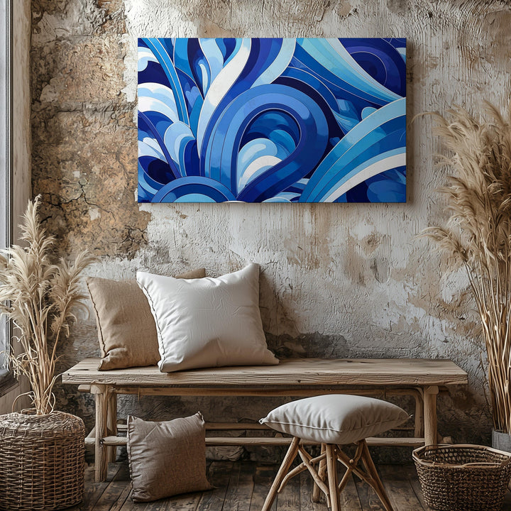 Blue Flow Teardrop Canvas – Vibrant Abstract Pattern in Cool Tones - Gifitto