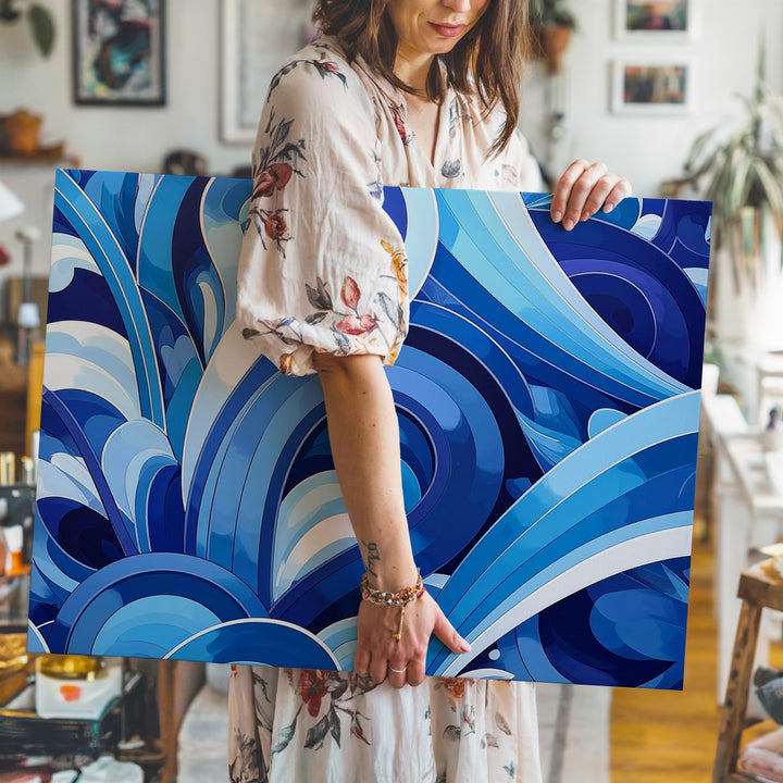 Blue Flow Teardrop Canvas – Vibrant Abstract Pattern in Cool Tones - Gifitto