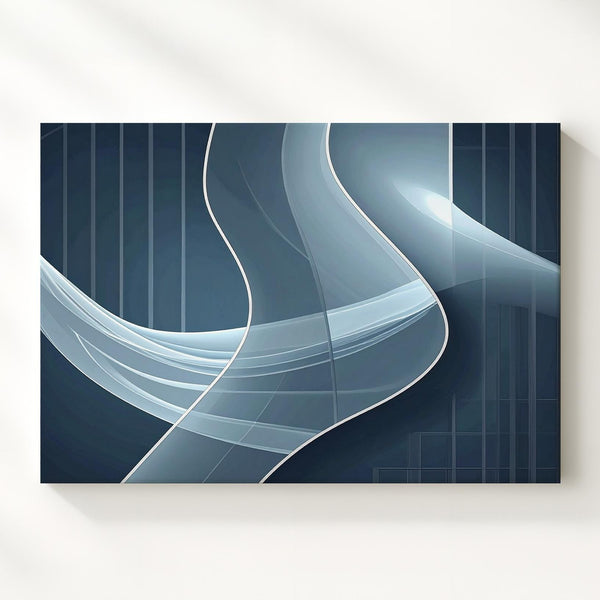 Luminous Ribbon Flow Canvas – Futuristic Abstract Light on Deep Blue - Gifitto