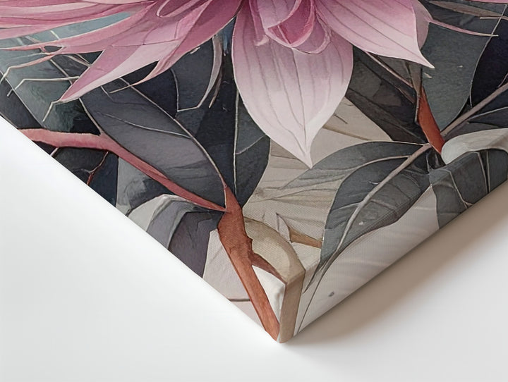 Protea Flower Canvas – Soft Pink & Mauve Botanical Art - Gifitto