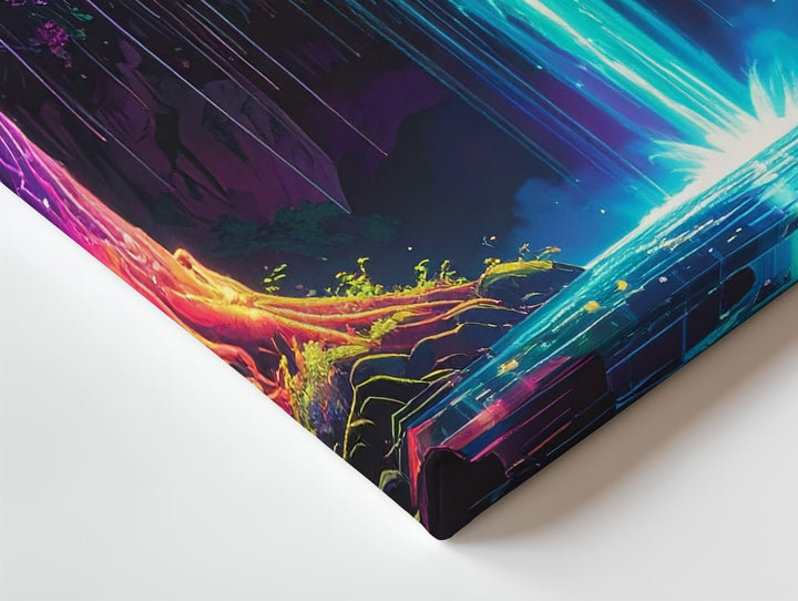 Bioluminescent Forest Canvas – Glowing Trees and Luminous Waterfall Art - Gifitto