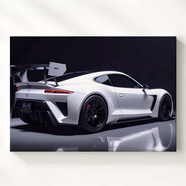 White Porsche 911 GT3 RS Canvas – Dramatic Studio Motorsport Art - Gifitto