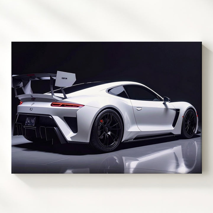 White Porsche 911 GT3 RS Canvas – Dramatic Studio Motorsport Art - Gifitto