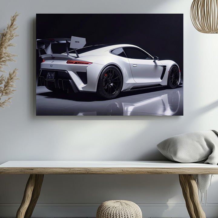 White Porsche 911 GT3 RS Canvas – Dramatic Studio Motorsport Art - Gifitto