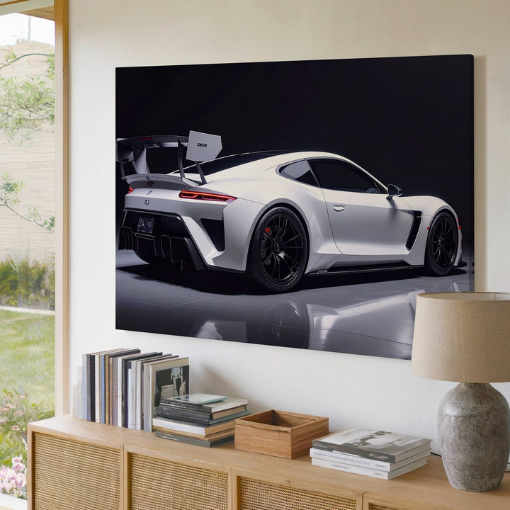 White Porsche 911 GT3 RS Canvas – Dramatic Studio Motorsport Art - Gifitto