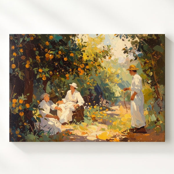 Impressionist Orange Orchard Canvas – Sunlit Garden Scene Art - Gifitto