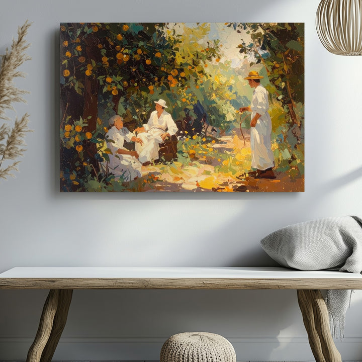 Impressionist Orange Orchard Canvas – Sunlit Garden Scene Art - Gifitto