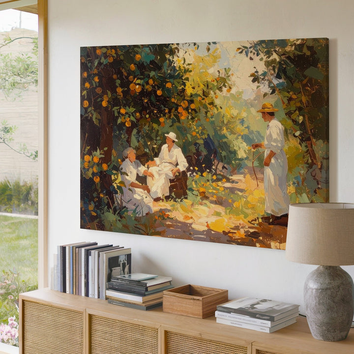Impressionist Orange Orchard Canvas – Sunlit Garden Scene Art - Gifitto