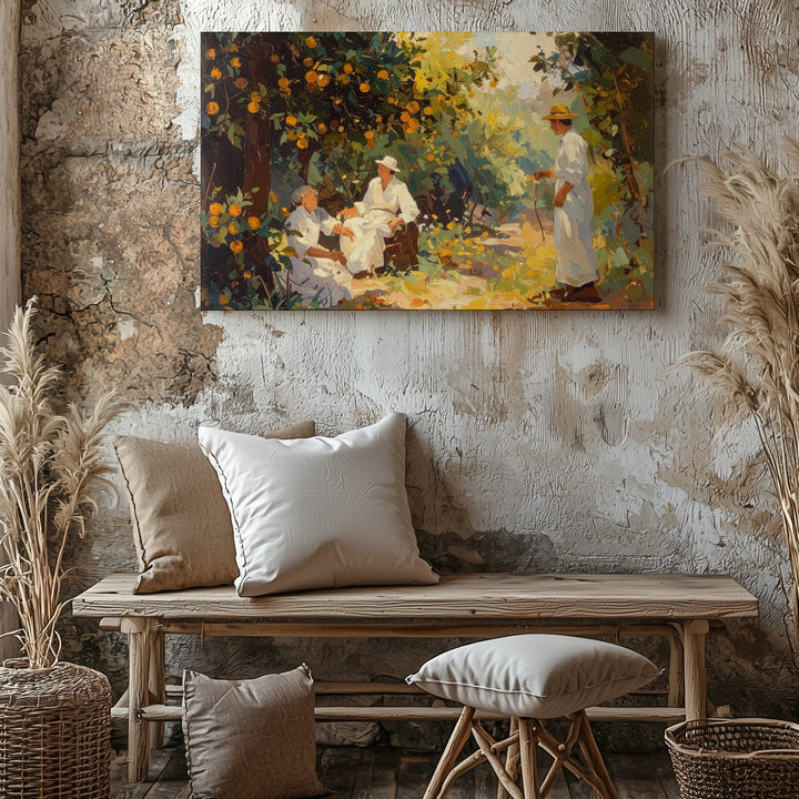 Impressionist Orange Orchard Canvas – Sunlit Garden Scene Art - Gifitto