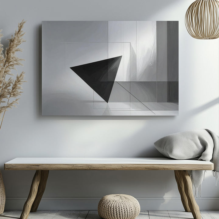 Monochrome Void Geometry Canvas – Abstract Architectural Light Study - Gifitto