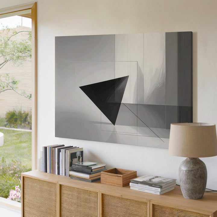 Monochrome Void Geometry Canvas – Abstract Architectural Light Study - Gifitto