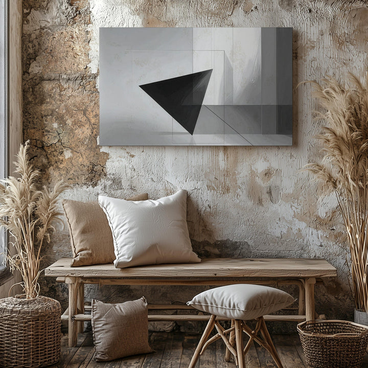 Monochrome Void Geometry Canvas – Abstract Architectural Light Study - Gifitto