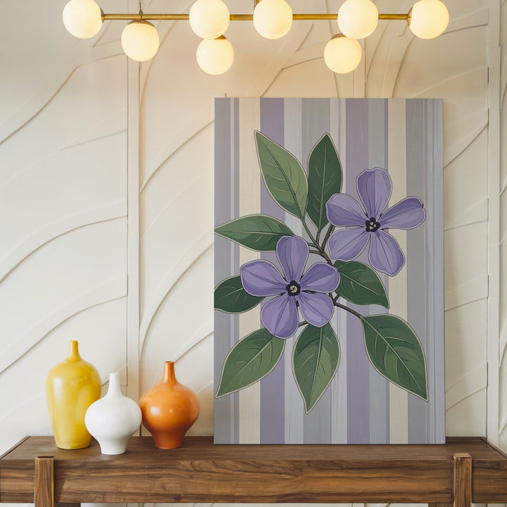 Purple Floral Cluster Canvas – Retro-Inspired Botanical Wall Art - Gifitto