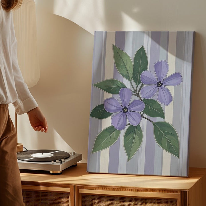 Purple Floral Cluster Canvas – Retro-Inspired Botanical Wall Art - Gifitto