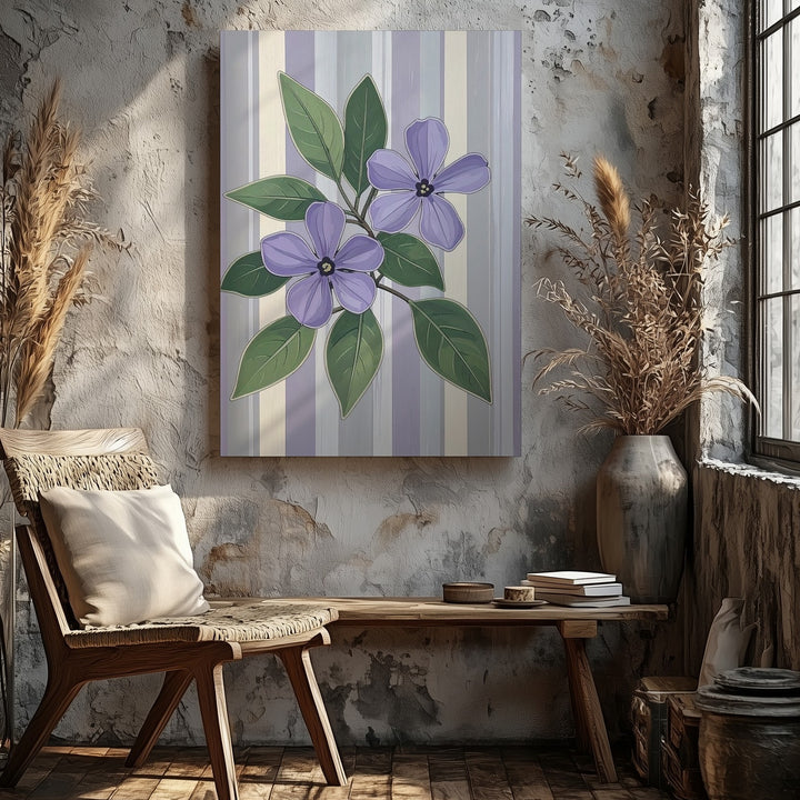 Purple Floral Cluster Canvas – Retro-Inspired Botanical Wall Art - Gifitto