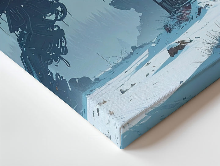 Futuristic Mechanical Spider Canvas – Robotic Machine in Snowy Landscape - Gifitto