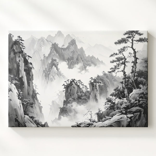Chinese Ink Landscape Canvas – Timeless Mountain and Mist Scene - Gifitto