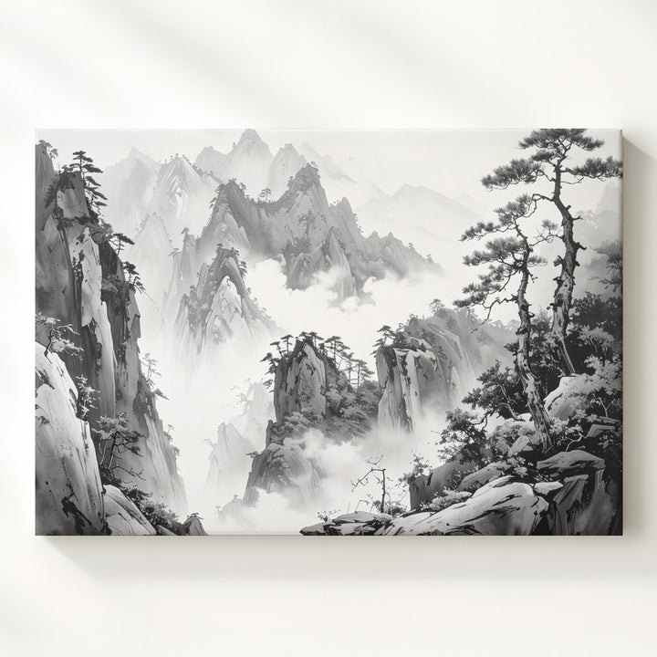 Chinese Ink Landscape Canvas – Timeless Mountain and Mist Scene - Gifitto