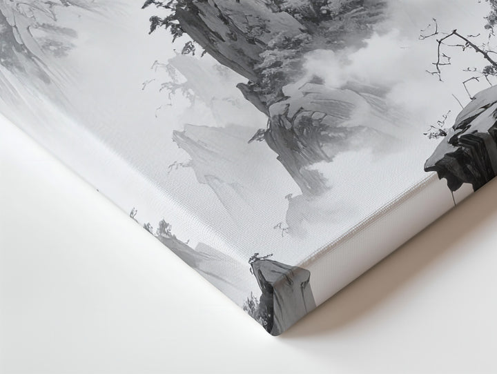 Chinese Ink Landscape Canvas – Timeless Mountain and Mist Scene - Gifitto