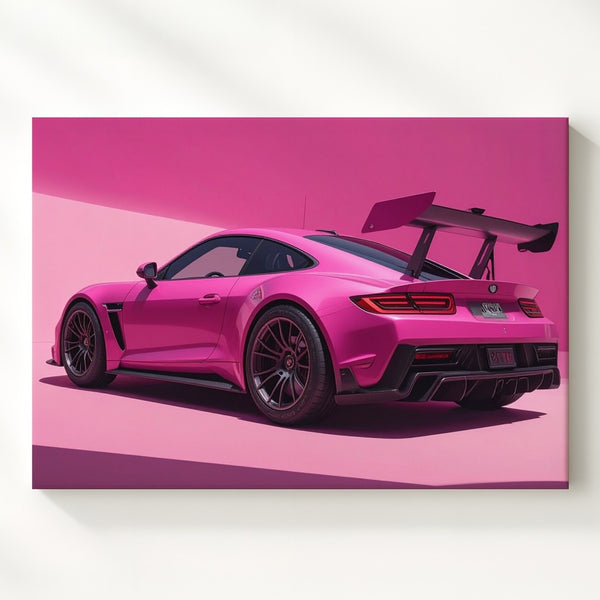 Pink Porsche GT3 RS Canvas – Bold Gradient Motorsport Wall Art - Gifitto