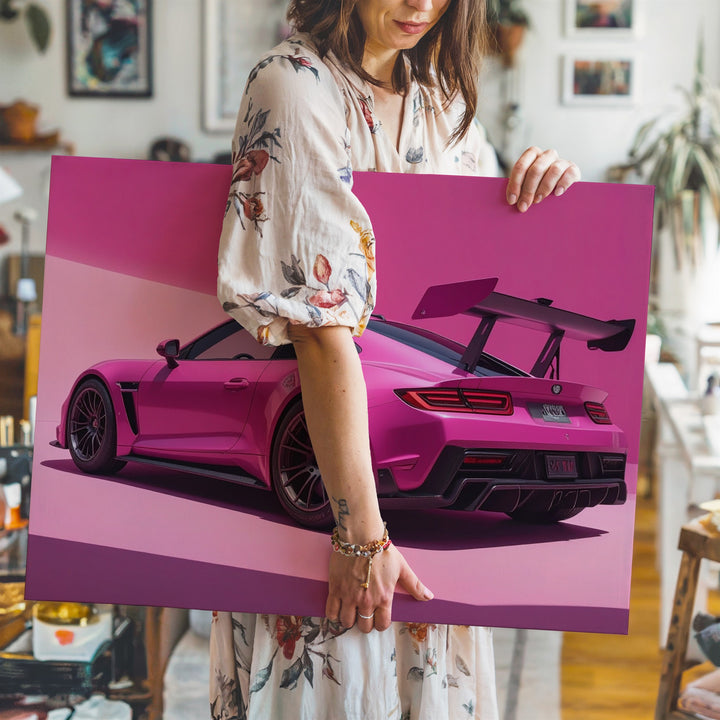 Pink Porsche GT3 RS Canvas – Bold Gradient Motorsport Wall Art - Gifitto