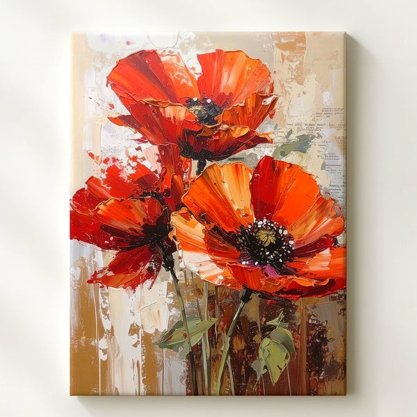 Abstract Red Poppy Canvas – Bold Floral Expressionist Art - Gifitto