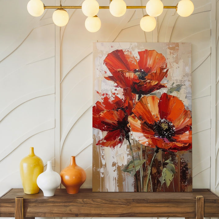 Abstract Red Poppy Canvas – Bold Floral Expressionist Art - Gifitto