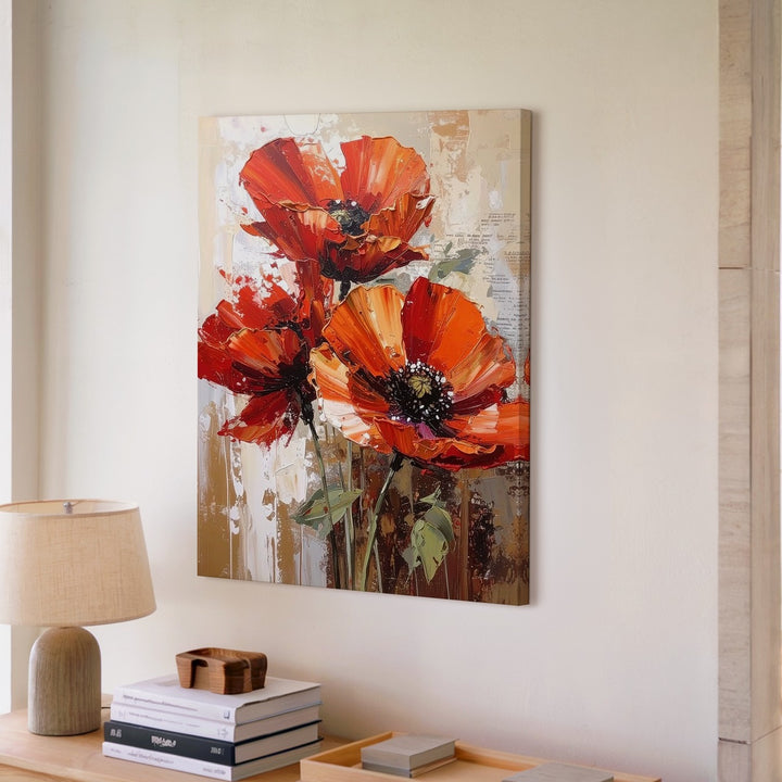 Abstract Red Poppy Canvas – Bold Floral Expressionist Art - Gifitto