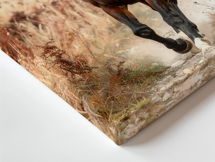 Galloping Horse Through Autumn Canvas – Dynamic Equestrian Art - Gifitto