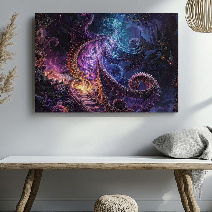 Glowing Fractal Canvas – Mesmerizing Neon Patterns in Surreal, Cosmic Design - Gifitto