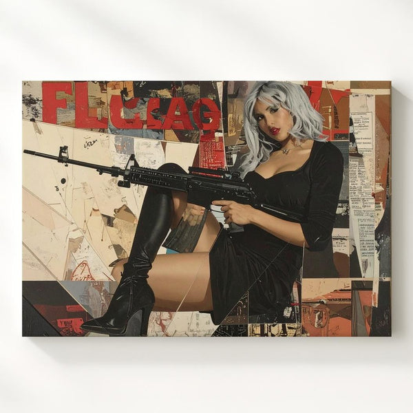 FLEABAG Collage Canvas – Edgy Modern Mixed Media Fashion Art - Gifitto