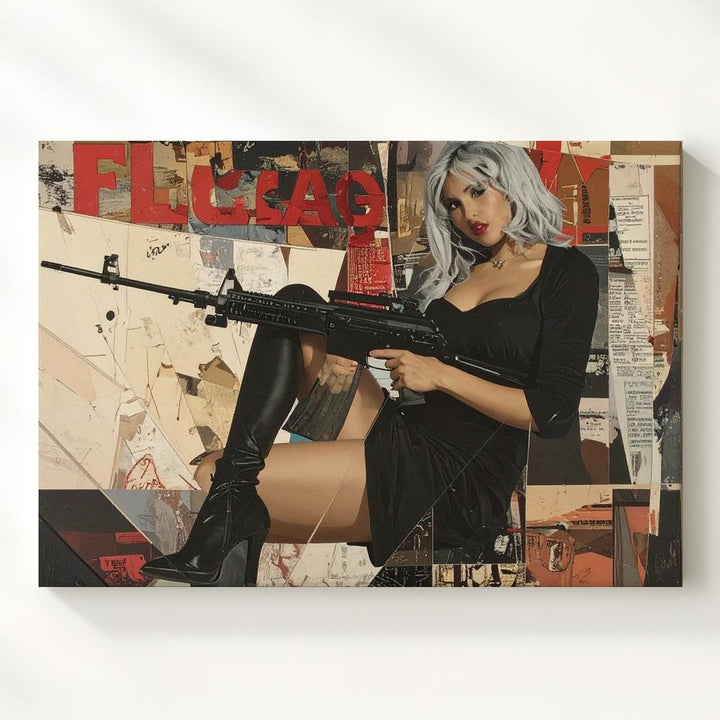 FLEABAG Collage Canvas – Edgy Modern Mixed Media Fashion Art - Gifitto