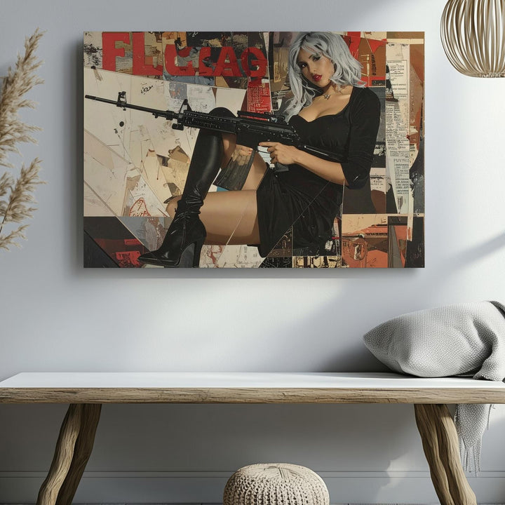 FLEABAG Collage Canvas – Edgy Modern Mixed Media Fashion Art - Gifitto