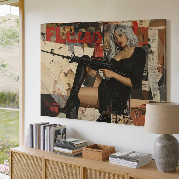 FLEABAG Collage Canvas – Edgy Modern Mixed Media Fashion Art - Gifitto
