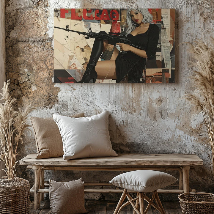 FLEABAG Collage Canvas – Edgy Modern Mixed Media Fashion Art - Gifitto