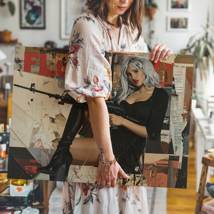 FLEABAG Collage Canvas – Edgy Modern Mixed Media Fashion Art - Gifitto
