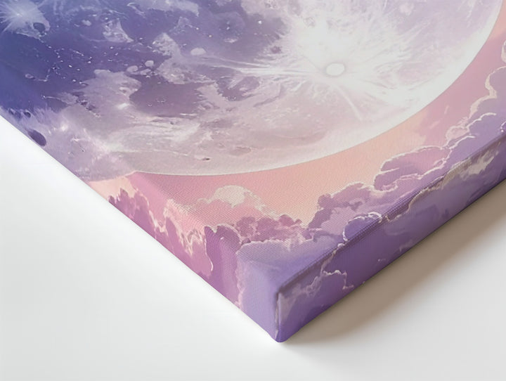 Mystical Full Moon Canvas – Blush Pink and Violet Twilight Sky - Gifitto
