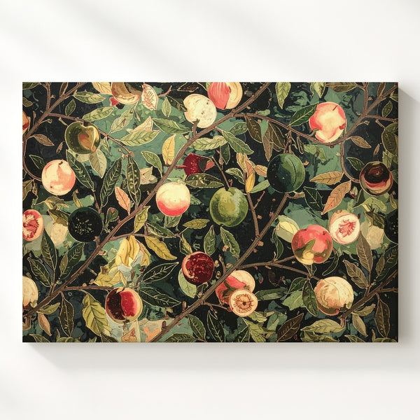 Botanical Peach & Guava Tapestry Canvas – Decorative Fruit Pattern Art - Gifitto