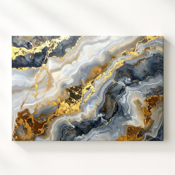 Marbled Stone Flow Canvas – Abstract Earth Tone Art with Gold Accents - Gifitto