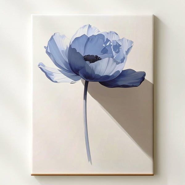 Minimalist Blue Flower Canvas – Ethereal Floral Wall Art - Gifitto